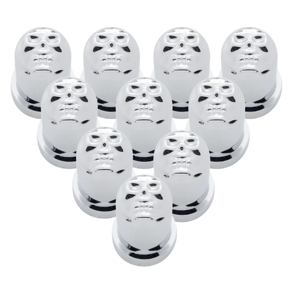 1/2" x 1" Chrome Skull Nut Cover, Push On - 10PK