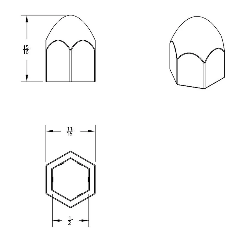 1/2" X 15/16" Chrome Plastic Bullet Nut Cover - Push on 10 pack - Image 3