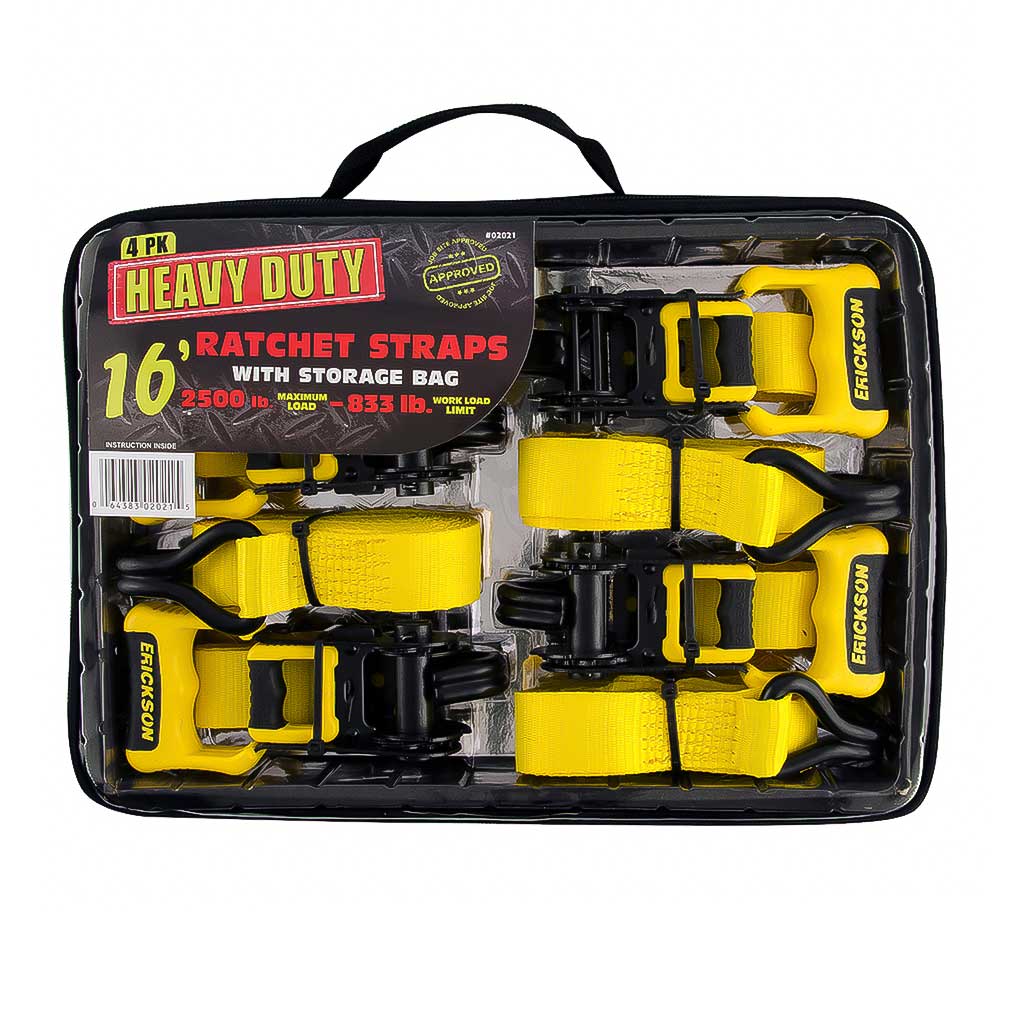 1.25" x 16' Four Pack Ratchet Strap in Storage Bag
