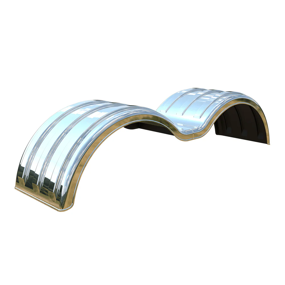 102" Silver Mirror Poly Double Deuce MIN1352 Full Tandem Fender with 51" Spread