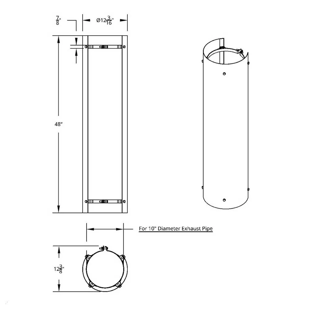 10"D x 48"L 270 Degree Stainless Steel Exhaust Shield - Image 2