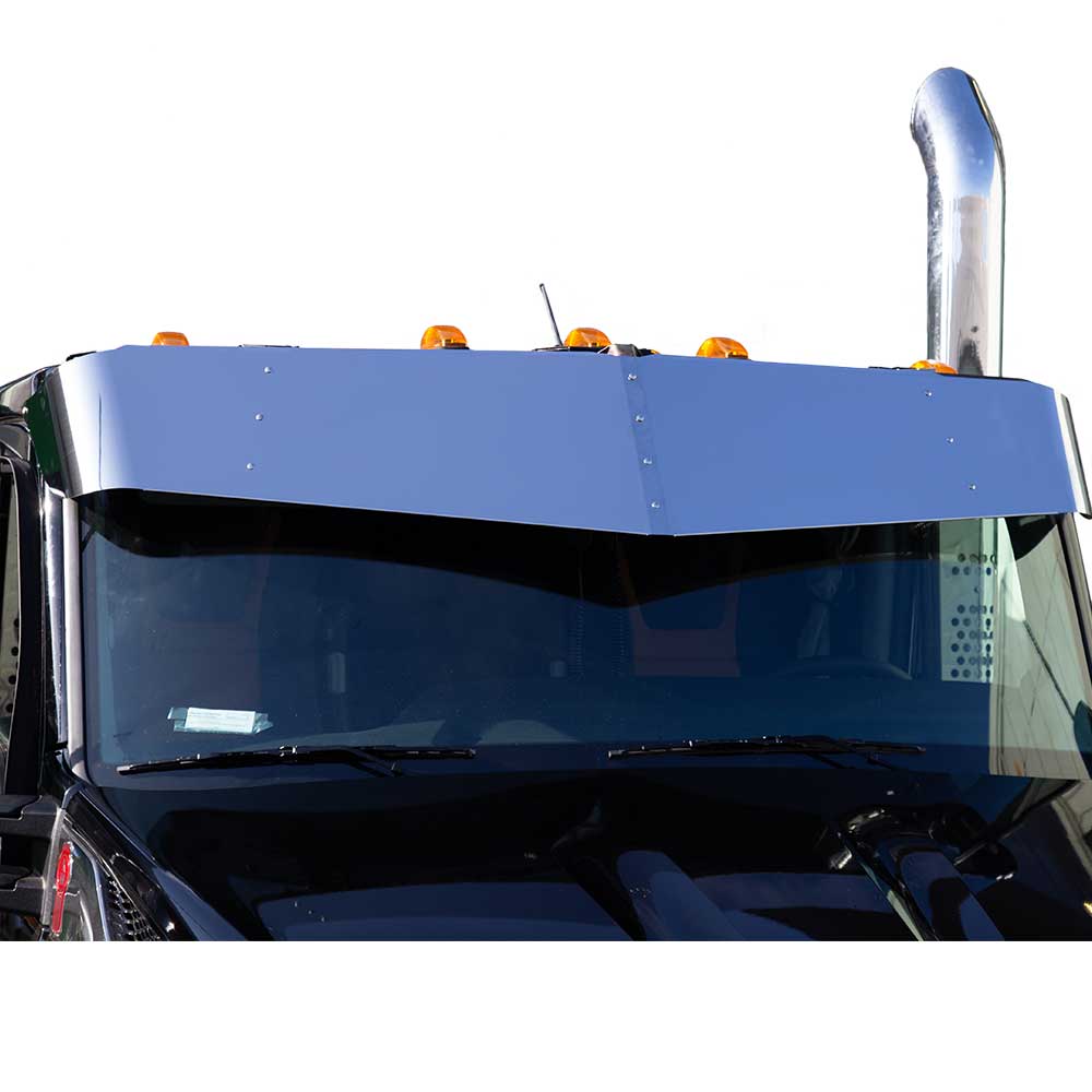 11-1/2" to 14" SS V-Style Visor KW T680, T880 Next Gen Day Cab w/ Curved Windshield