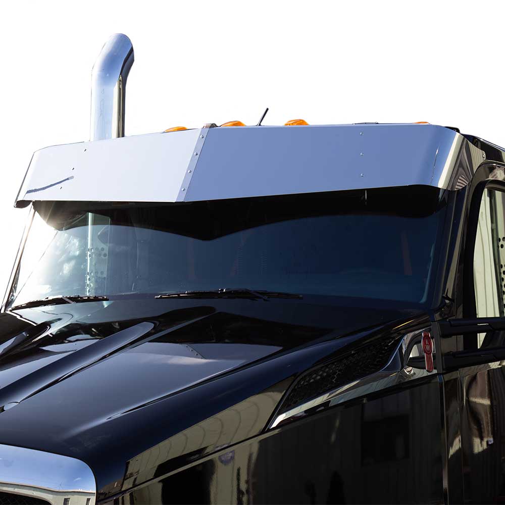 11-1/2" to 14" SS V-Style Visor KW T680, T880 Next Gen Day Cab w/ Curved Windshield - Image 2