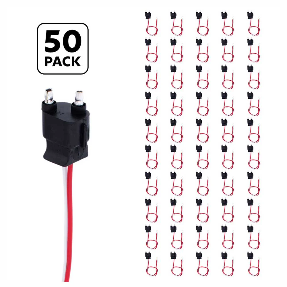 12" 2 Wire Pigtail with 2 Prong Straight Plug - 50 Pack