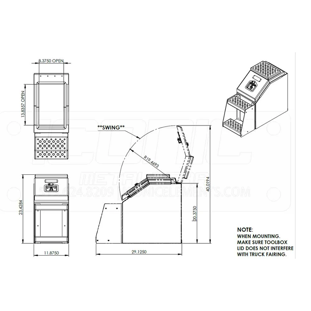 12" Big Mouth Aluminum Step Tool Box - Image 4