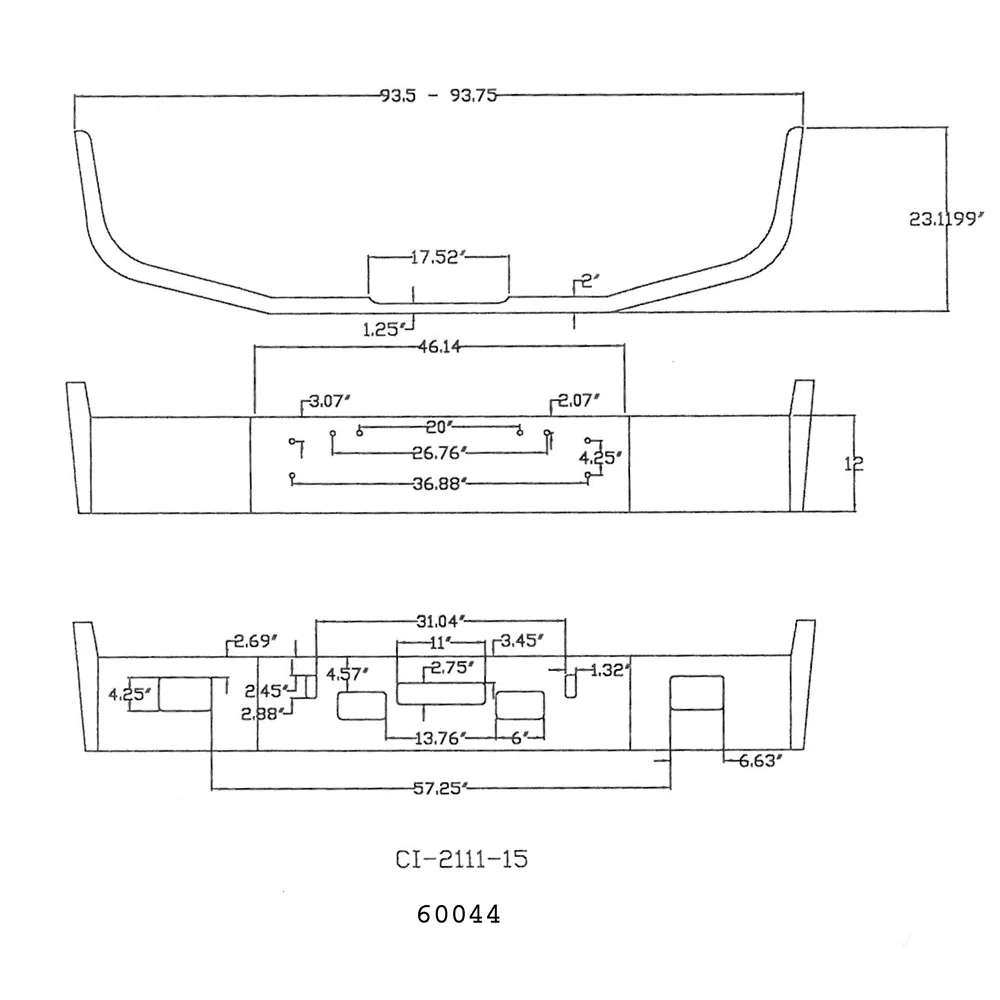 12" Chrome Bumper for Freightliner FLD112, FLD120 - Image 3