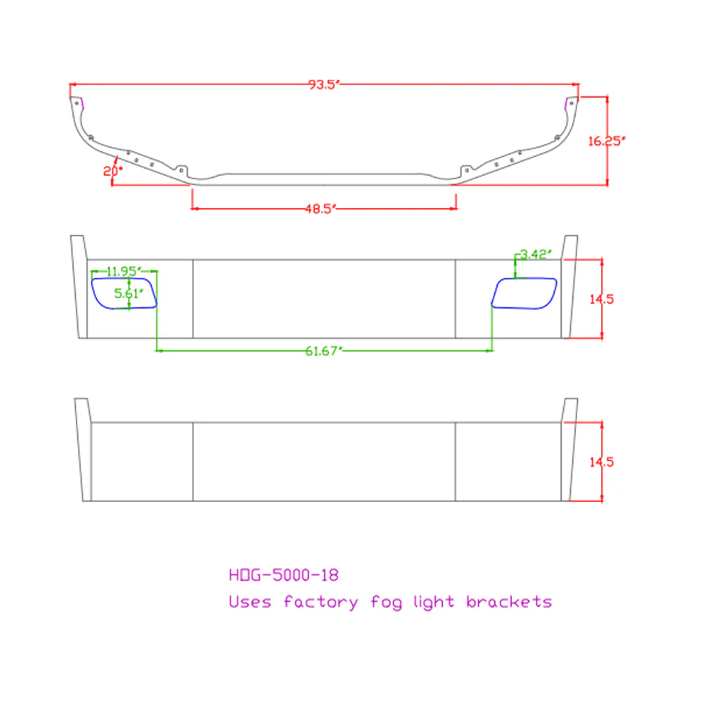 12" Peterbilt 536 & 537 (2021 and Newer) Set Forward Axle Chrome Bumper with Fog Light Cutouts - Image 2