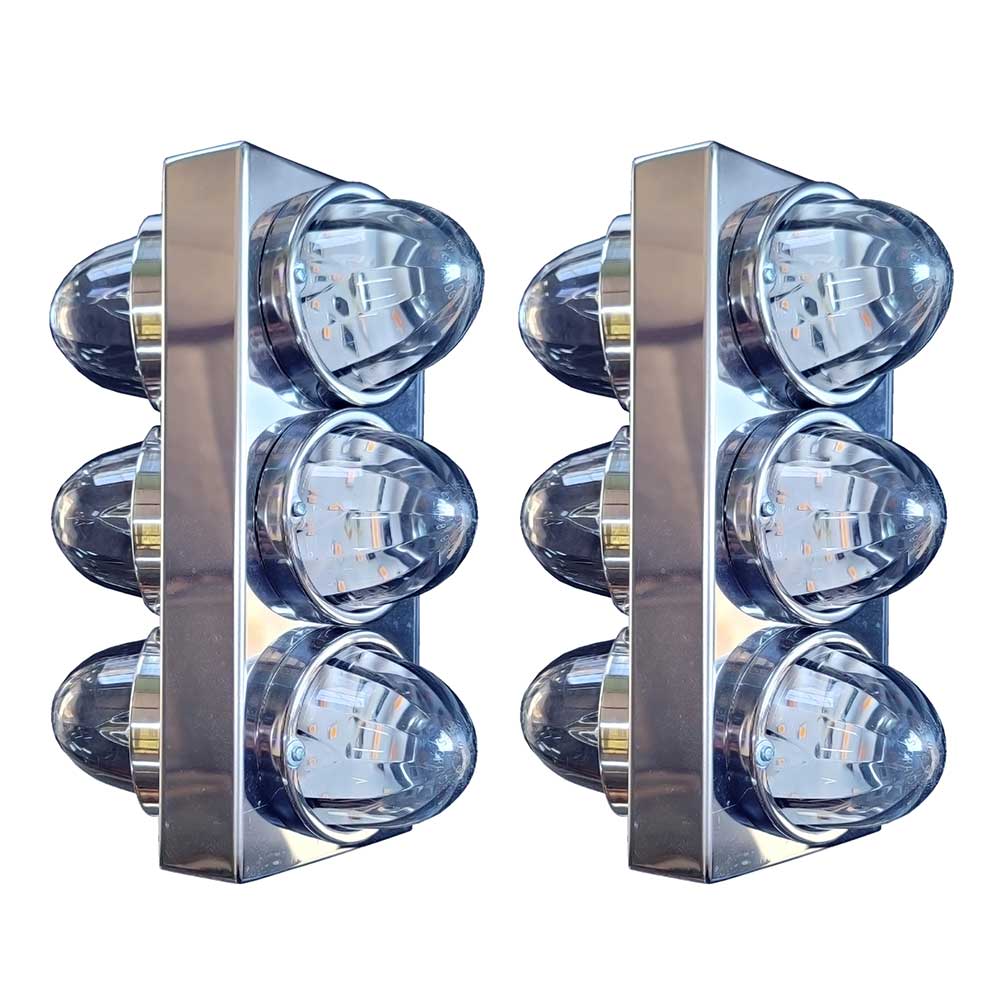 12" Stainless Steel Boxed Filter Panel with Three Watermelon Lights Holes - Pair - Image 2