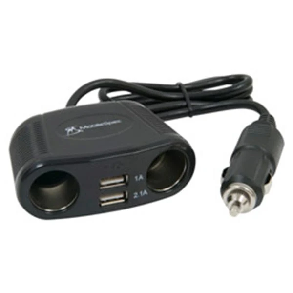 12-Volt 2-Way Splitter with 2 USB Ports