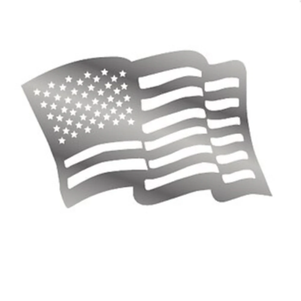 12" Waving American Flag Stainless Steel Decal