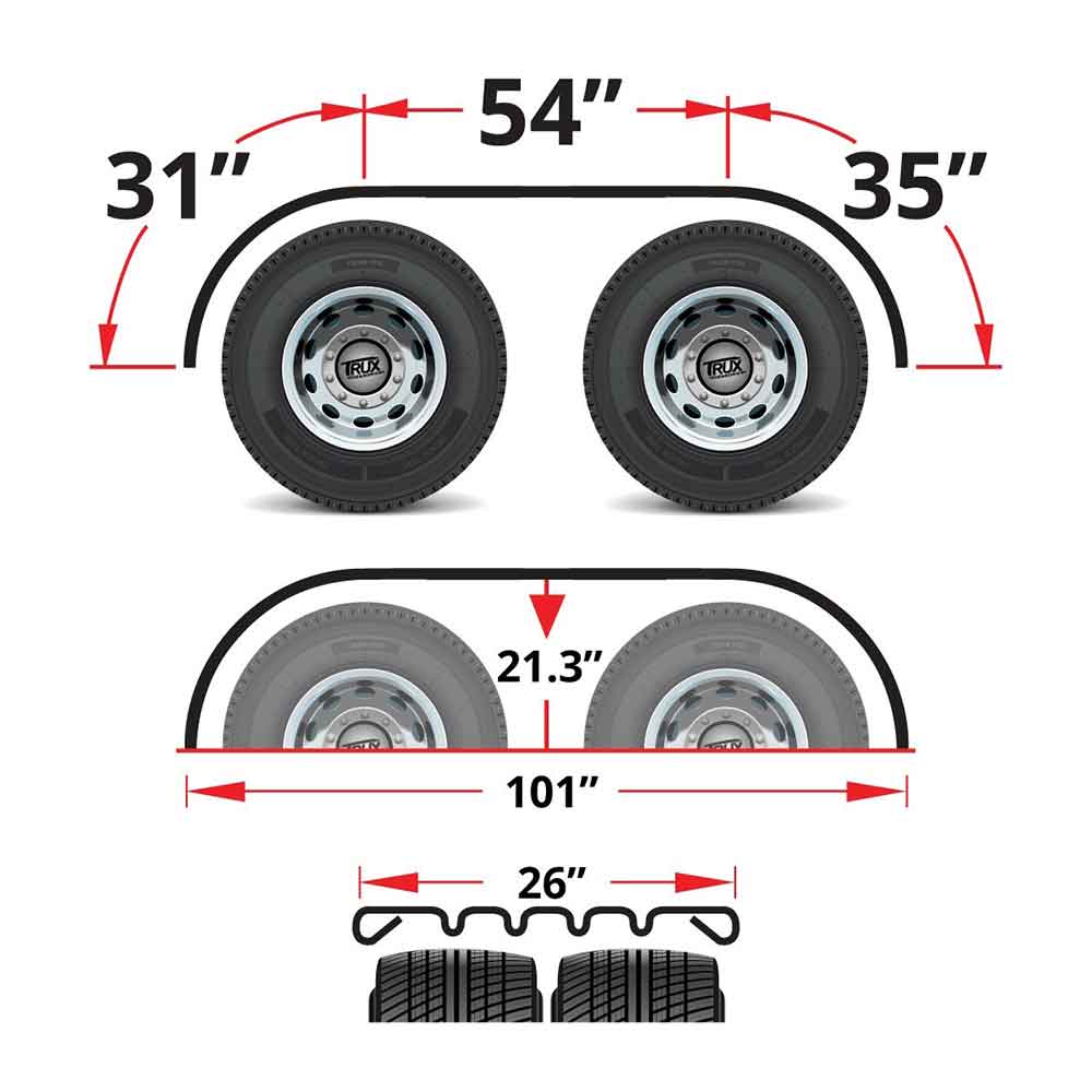 120"L x 26"W Ribbed Stainless Steel Full Fenders - Image 2