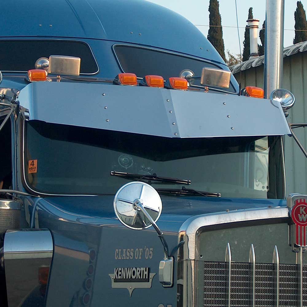 13" - 15" SS V-Style Drop Visor 1967-2024 Kenworth T600, T660, T800, W900