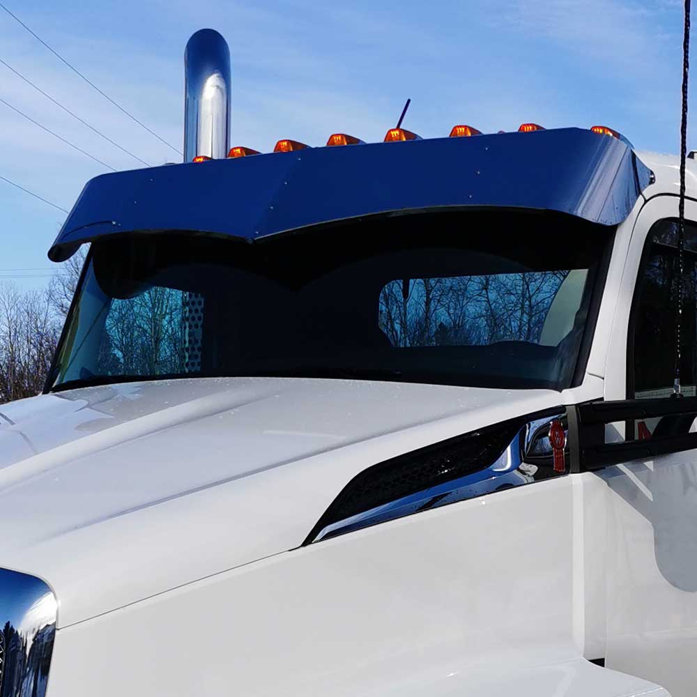 13"-16" KW T680, T880 Day Cab 2013-2024 SS Widow's Peak Visor w/o Existing Visor