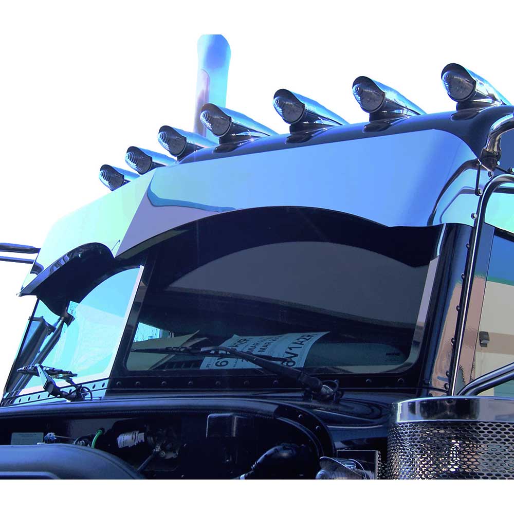13" Twisted SS Blind Mount Visor for 1987 - 2024 Peterbilt 300 Series