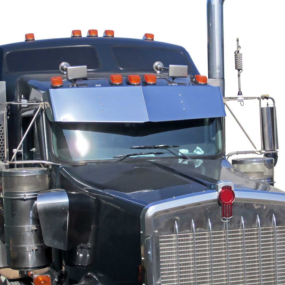 13" x 15" SS V-Style Visor 1967 - 2024 Kenworth T600, T660, T800, W900L