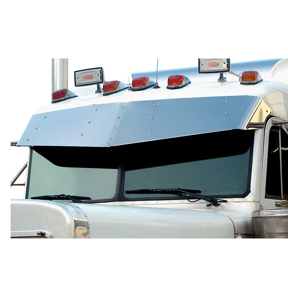 13" x 15" V-Style Stainless Visor for 1973-1987 Peterbilt 359 Day Cab