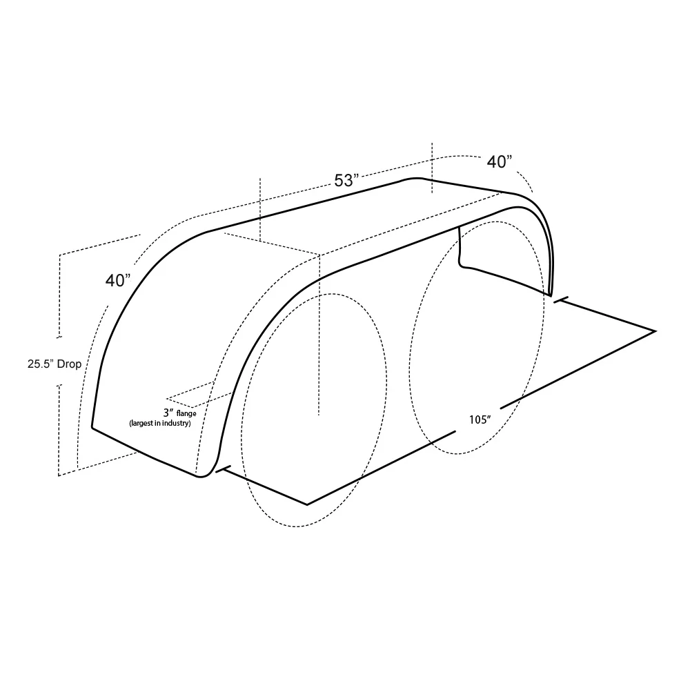 132" 430 Stainless Steel Full Tandem Fenders with Mounting Kit - Image 3