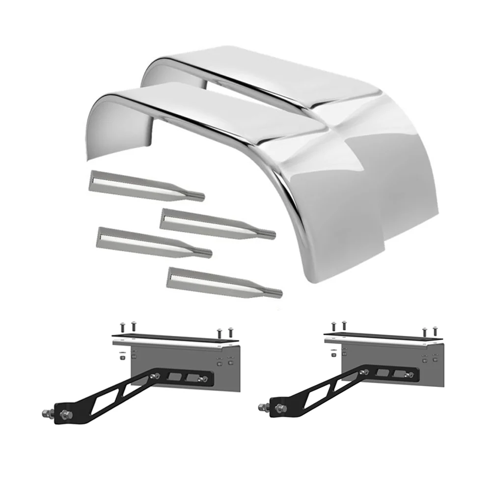 132" 430 Stainless Steel Full Tandem Fenders with Mounting Kit - Image 4