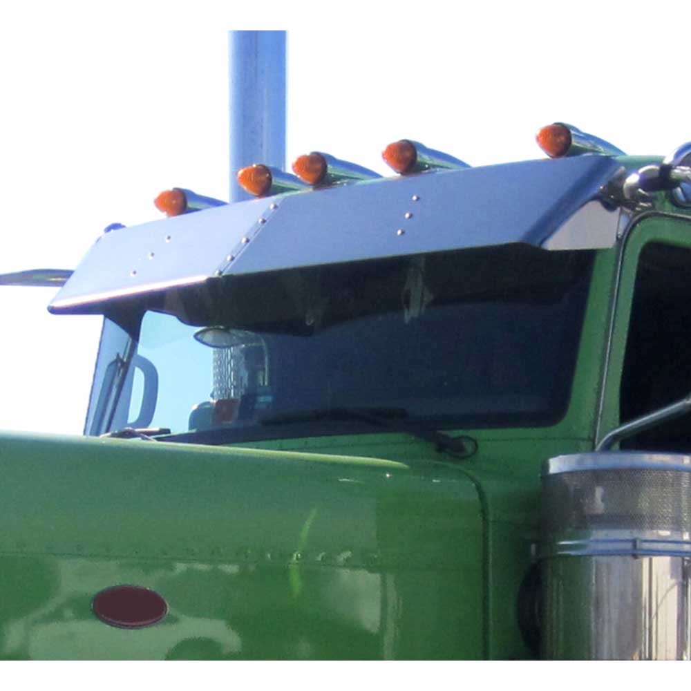 13" Drop Visor SS Curved Windshield, Cab Mounted Mirrors PB 337, 389 Day Cab