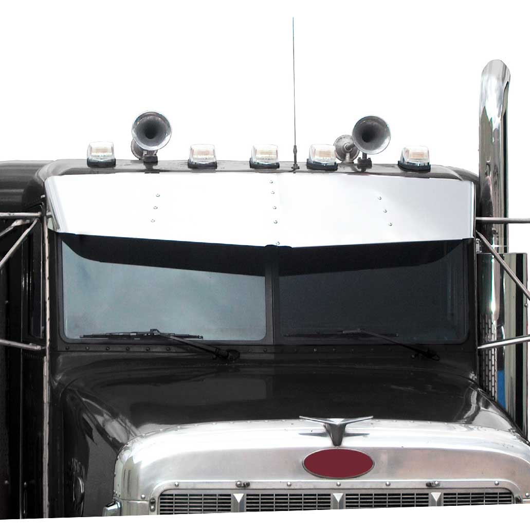 13" to 15" V-Style Stainless Visor Peterbilt 300 Series 2024 & Older Cab Mounted Mirrors