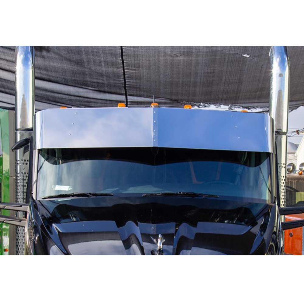 14-1/2" SS Drop Visor for Day Cab 2013 - 2024 Peterbilt 537, 548, 567, 579