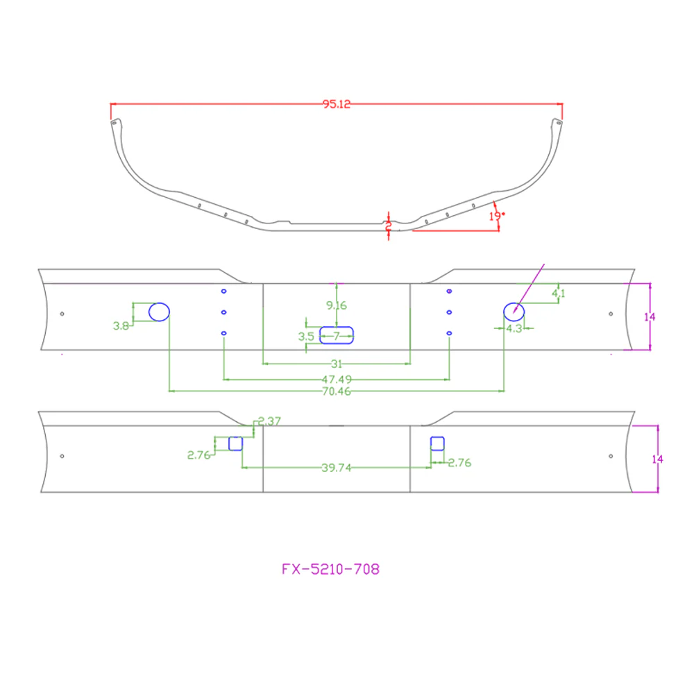 14" Kenworth T680 Gen II Set Back Axle Chrome Bumper with Step, Fog, and Tow Cutouts - Image 2