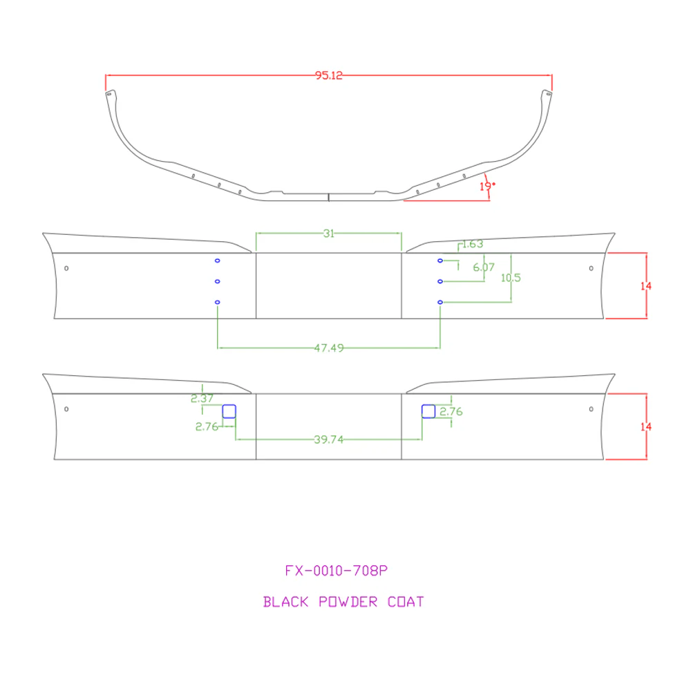 14" KW T680 Gen II 2021+ Black Setback Axle Bumper with Tow Hole Cutouts - Image 3