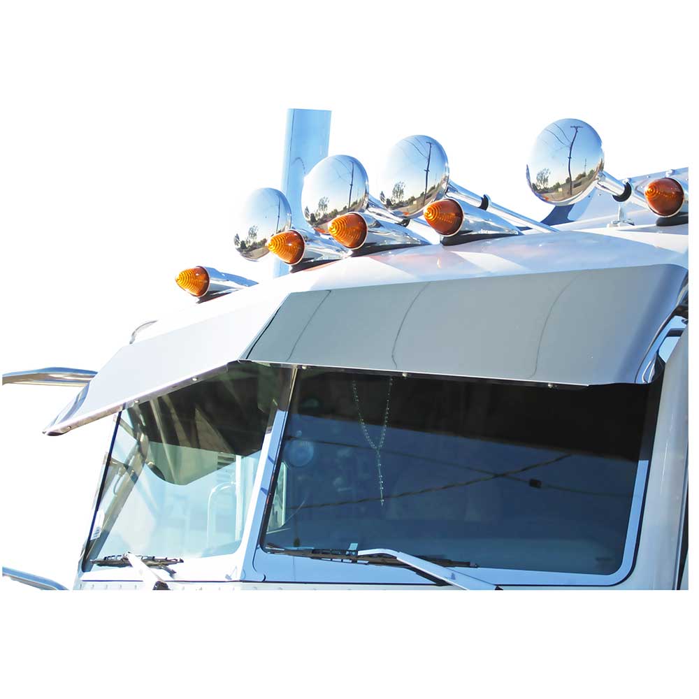 14" to 10" SS Blind Mount Cab Mounted Mirrors Bow-Tie Visor Peterbilt