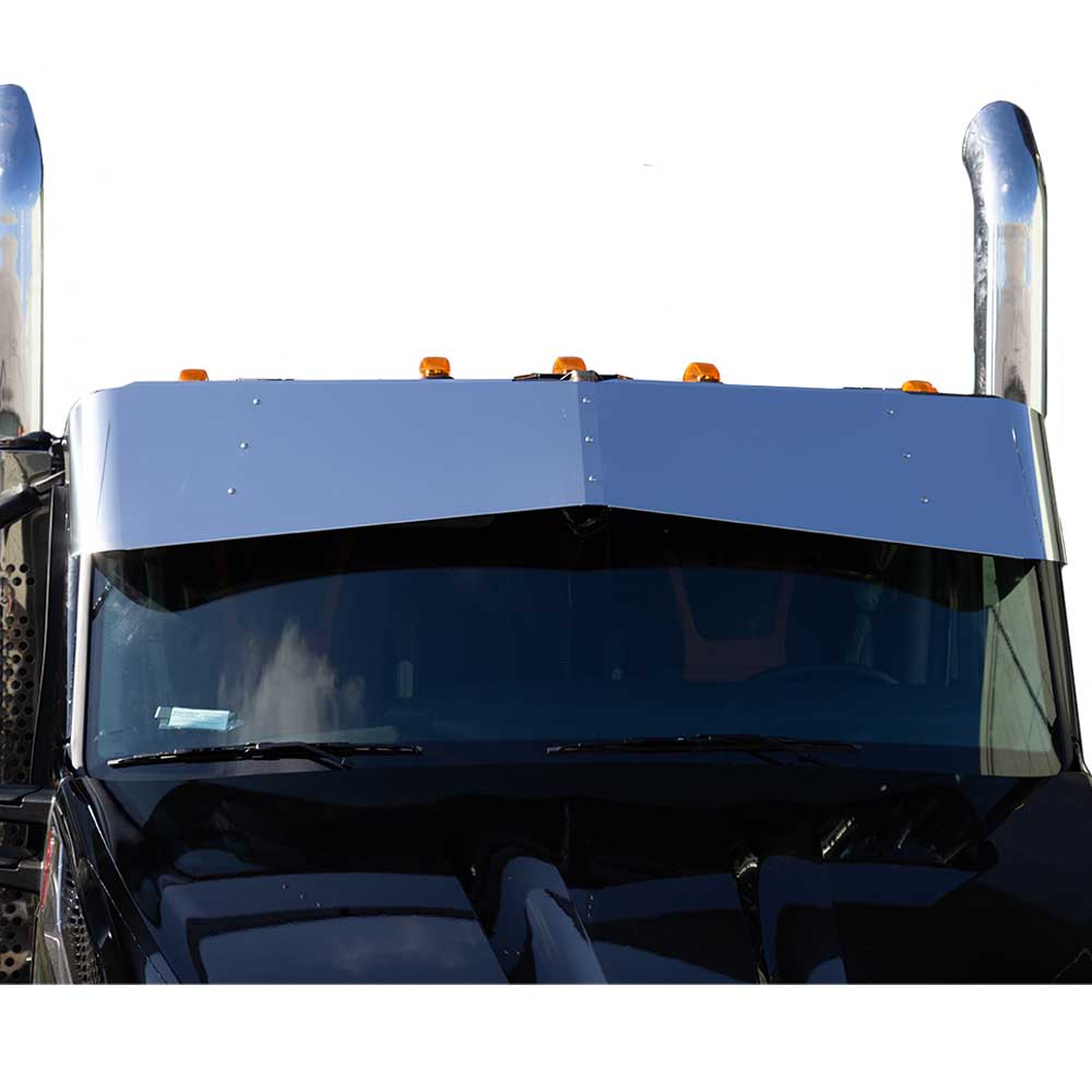 14" to 10" SS Bow-Tie Visor For KW T680, T880 Next Gen Day Cab w/ Curved Windshield