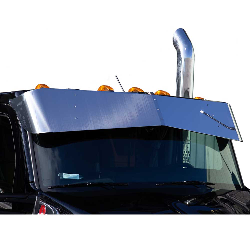 14" to 10" SS Bow-Tie Visor For KW T680, T880 Next Gen Day Cab w/ Curved Windshield - Image 2