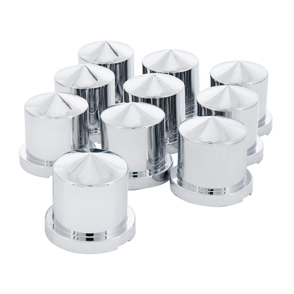 15/16" x 1-1/2" Chrome Plastic Pointed Nut Covers - 10PK Push On