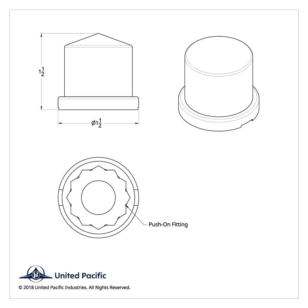 15/16" x 1-1/2" Chrome Plastic Pointed Nut Covers - 10PK Push On - Image 4