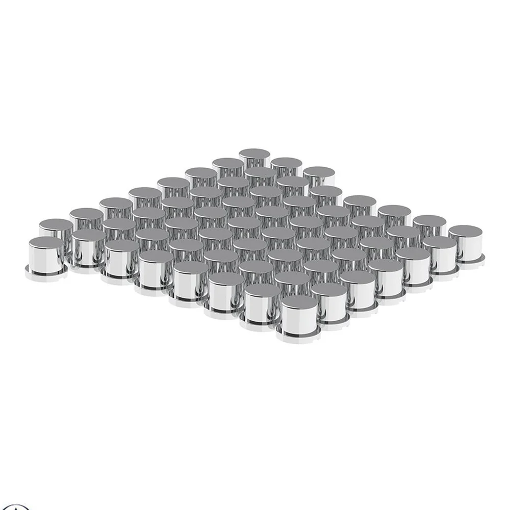 15/16" x 1-3/16" Chrome Plastic Top Hat Nut Covers - Push On 60PK