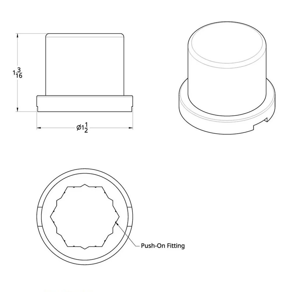 15/16" x 1-3/16" Chrome Plastic Top Hat Nut Covers - Push On 60PK - Image 5