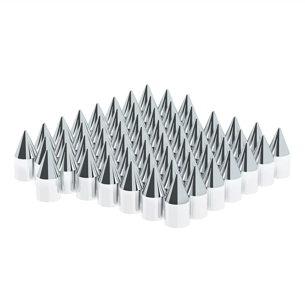 15/16" x 2-1/2" Chrome Plastic Spike Nut Covers - Push On 60PK