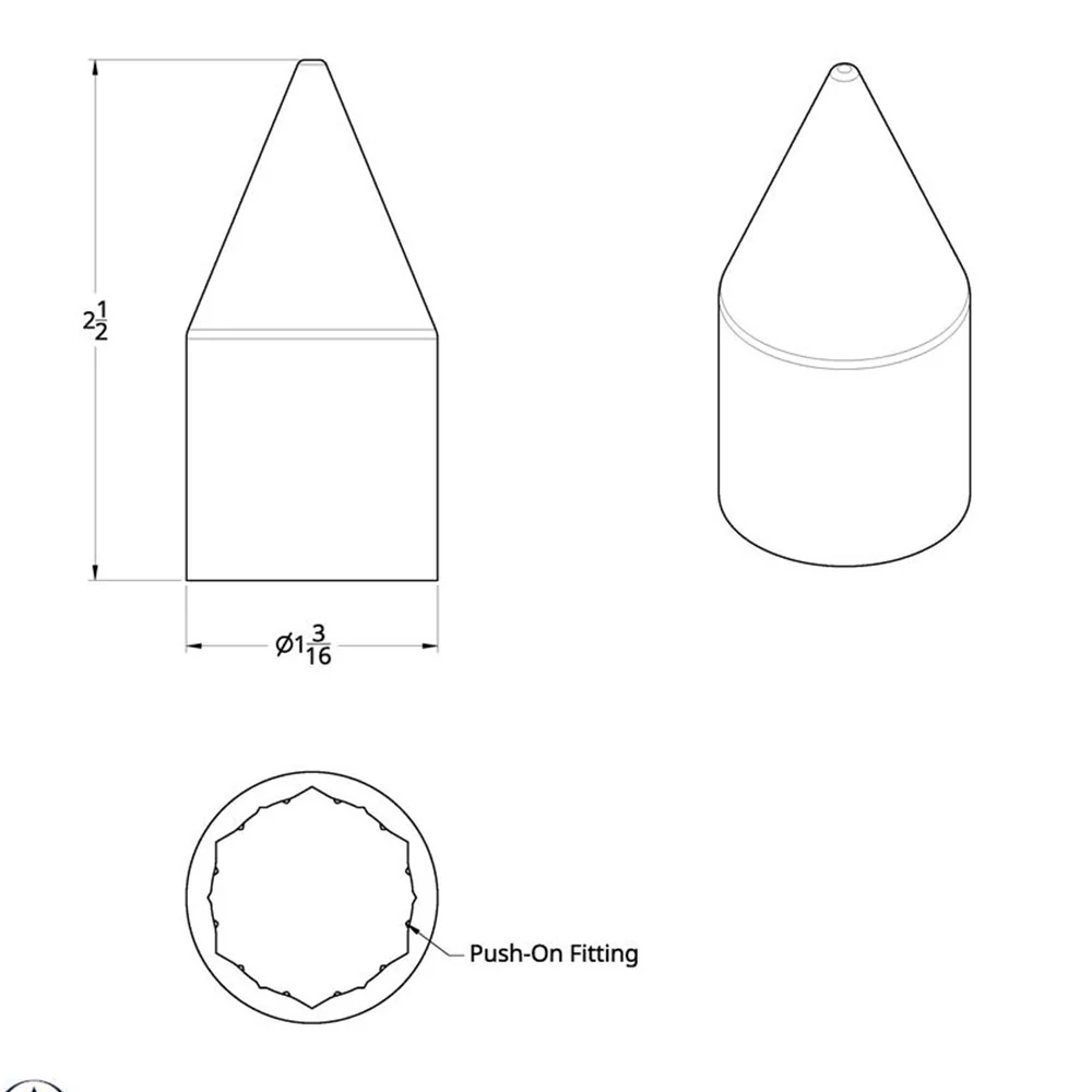 15/16" x 2-1/2" Chrome Plastic Spike Nut Covers - Push On 60PK - Image 5
