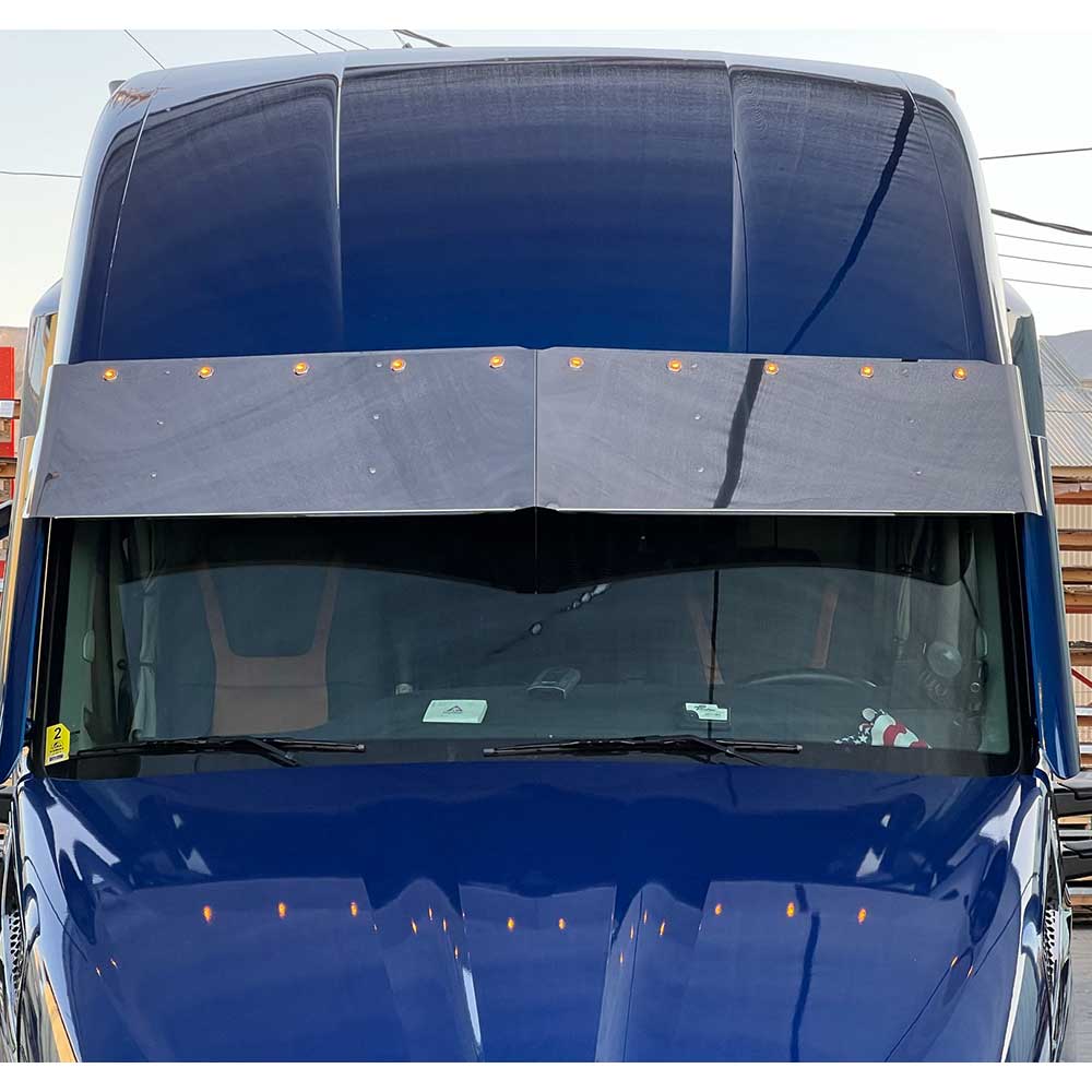 15" SS Drop Visor w/ Ten 3/4" Light Holes 2021-2024 KW T680 Next Gen w/ Wind Vanes