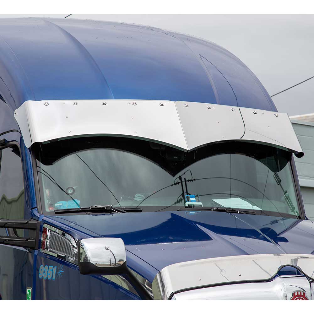 15" x 17" SS Widows Peak Visor w/ Ten 3/4" Light Holes 2013-24 KW T680, T880