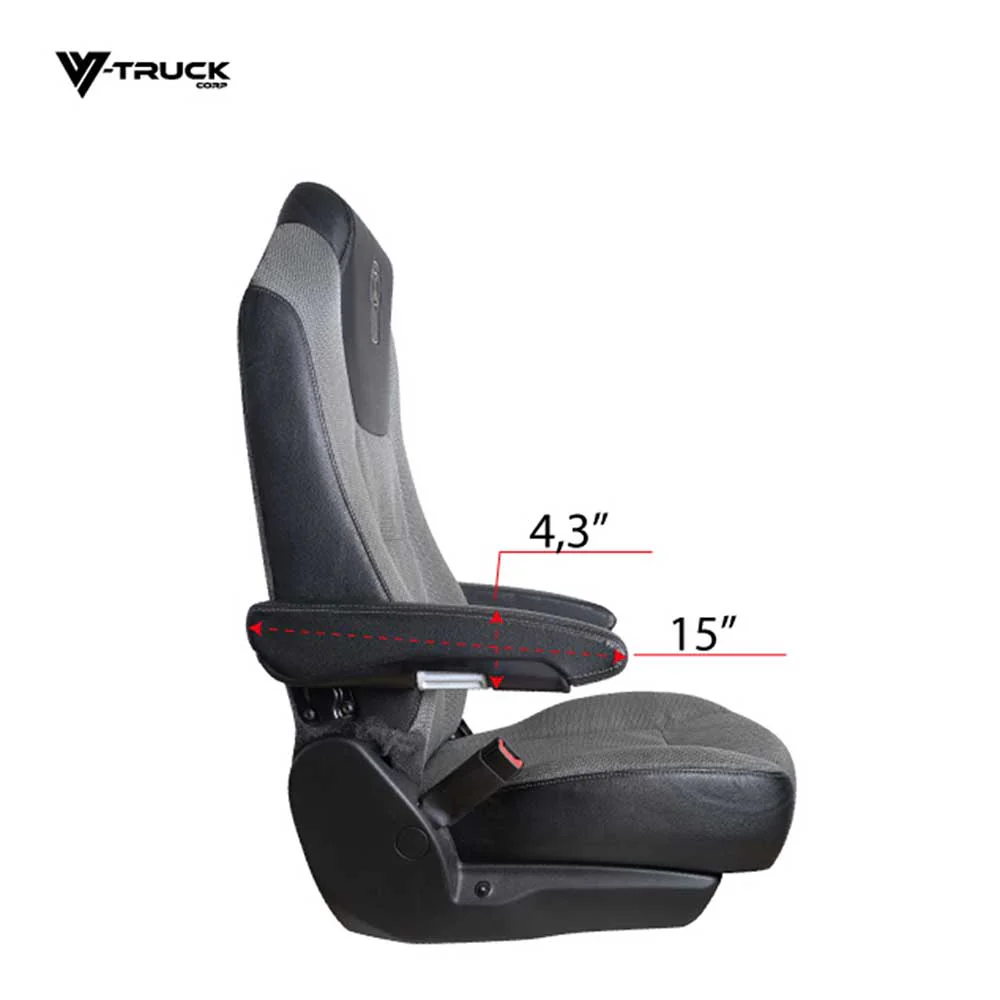 15" Black Cloth Armrest Covers for Peterbilt 579, 567 and Kenworth T680, T880, W990 Models - Image 3