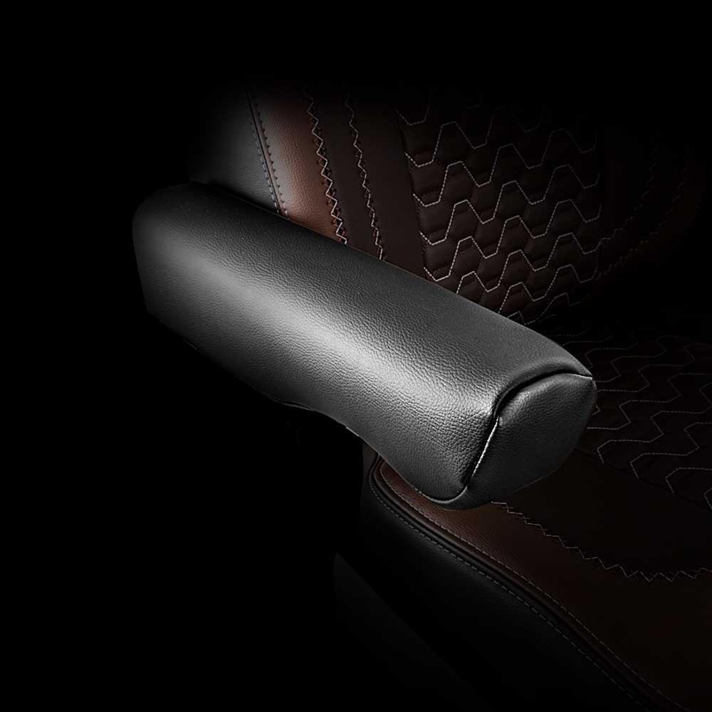 15" Black Faux Leather Armrest Covers for Peterbilt 579, 567 and Kenworth T680, T880, W990 Models - Image 2