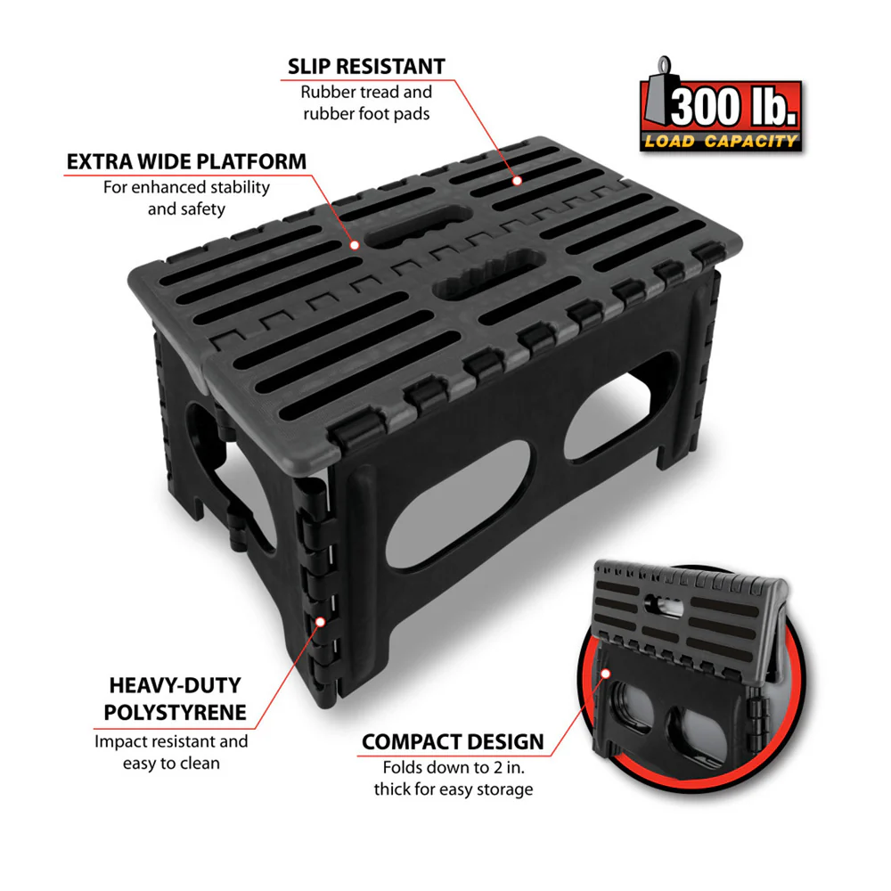 15" Extra Wide Folding Step Stool - Image 2