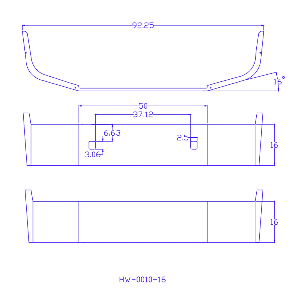 16" Peterbilt 384 Setback Axle Bumper with Tow Hitch Holes