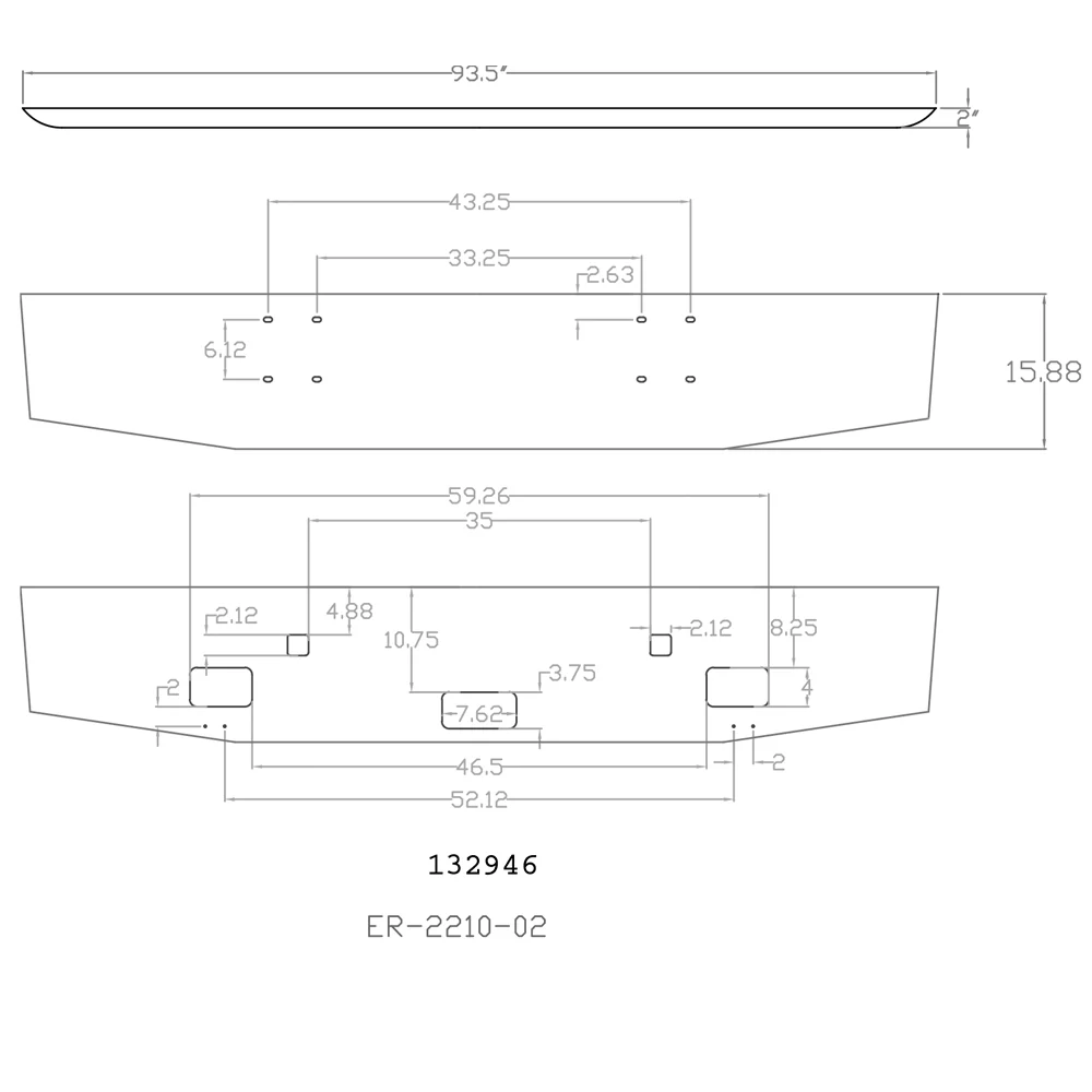 16" Tapered Bumper for International 9900ix 2000 and newer - Image 2