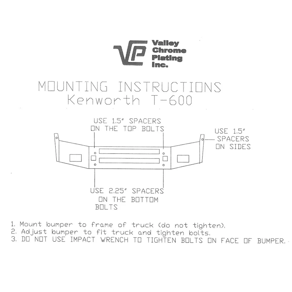 16" Kenworth T600 Setback Axle Stainless Steel Bumper with Vent, Step, and Tow Holes - Image 4