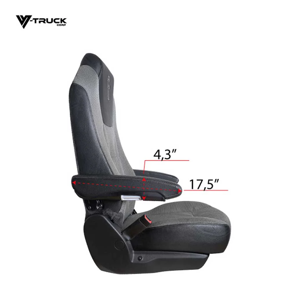 17" Black Faux Leather Armrest Covers for Peterbilt 579, 567 and Kenworth T680, T880, W990 Models - Image 3