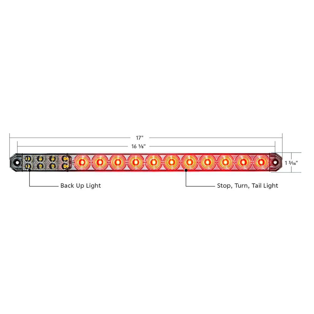 17" LED Low Profile Light Bar with Back Up Light and Clear Lens - Image 5