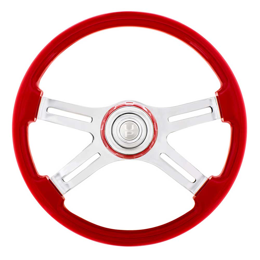 18" 4 Spoke Painted Wood Steering Wheel with Bezel, Horn - Image 11