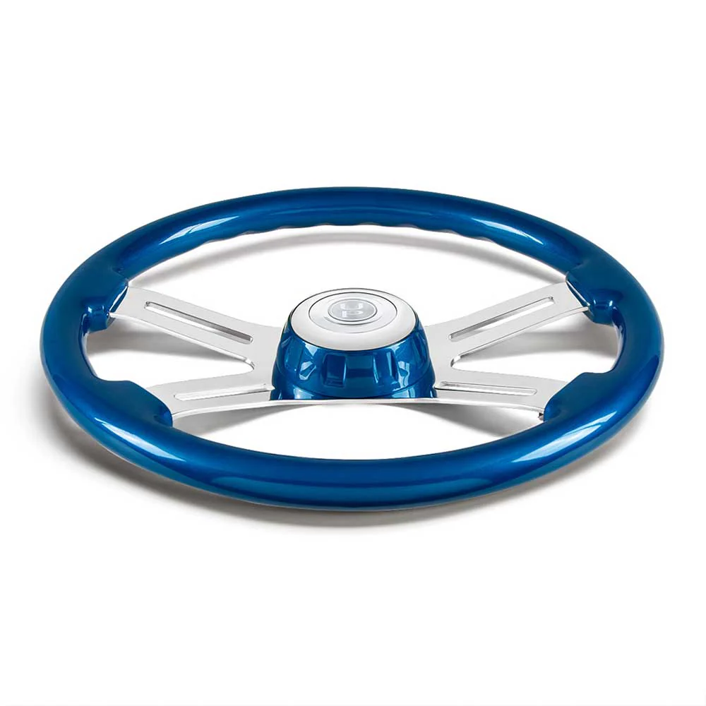 18" 4 Spoke Painted Wood Steering Wheel with Bezel, Horn - Image 2