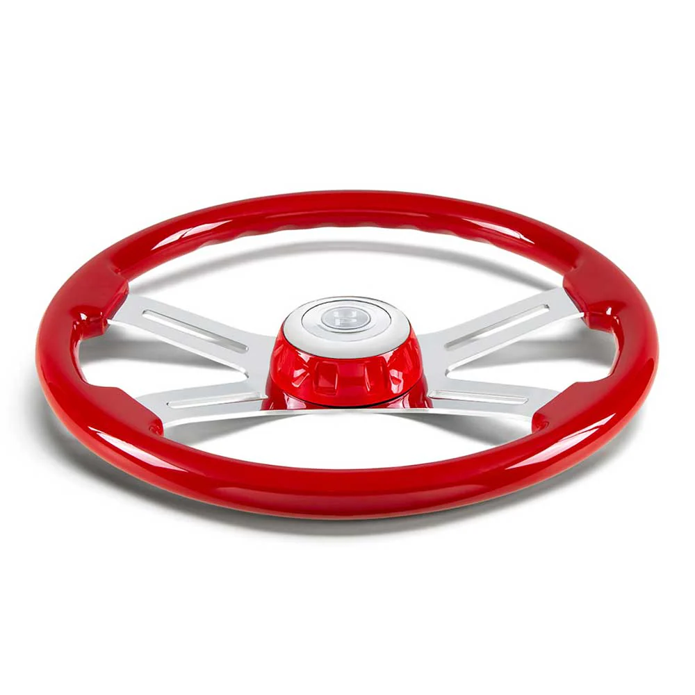 18" 4 Spoke Painted Wood Steering Wheel with Bezel, Horn - Image 3