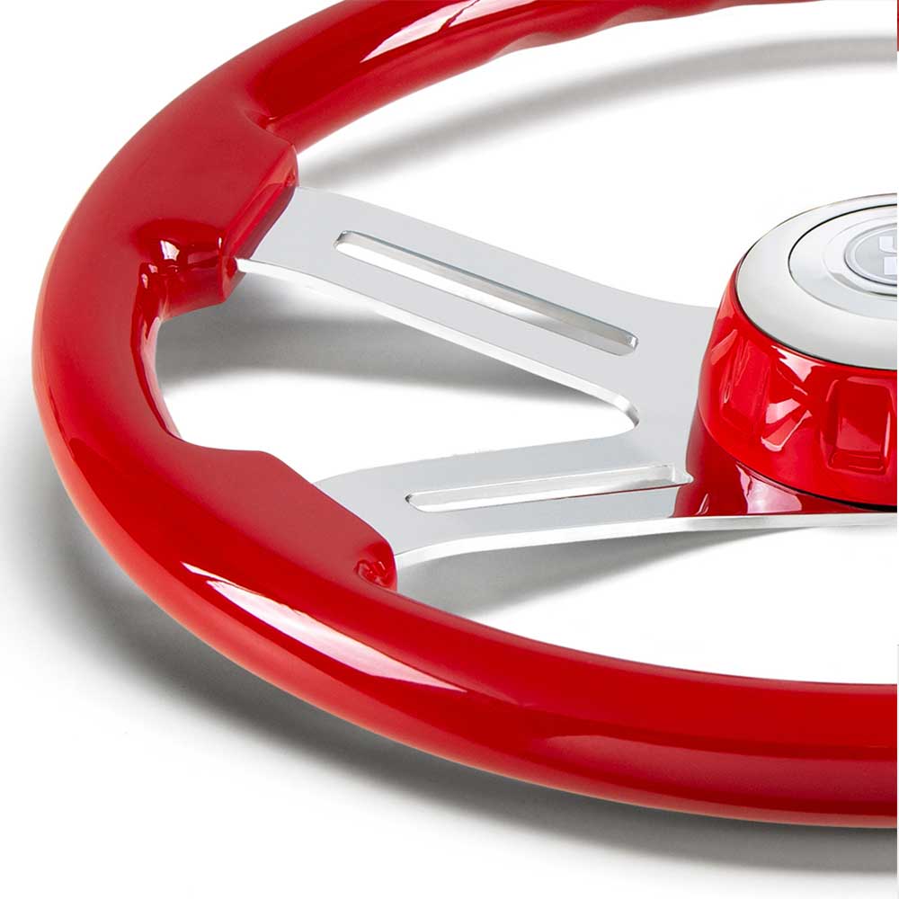 18" 4 Spoke Painted Wood Steering Wheel with Bezel, Horn - Image 7